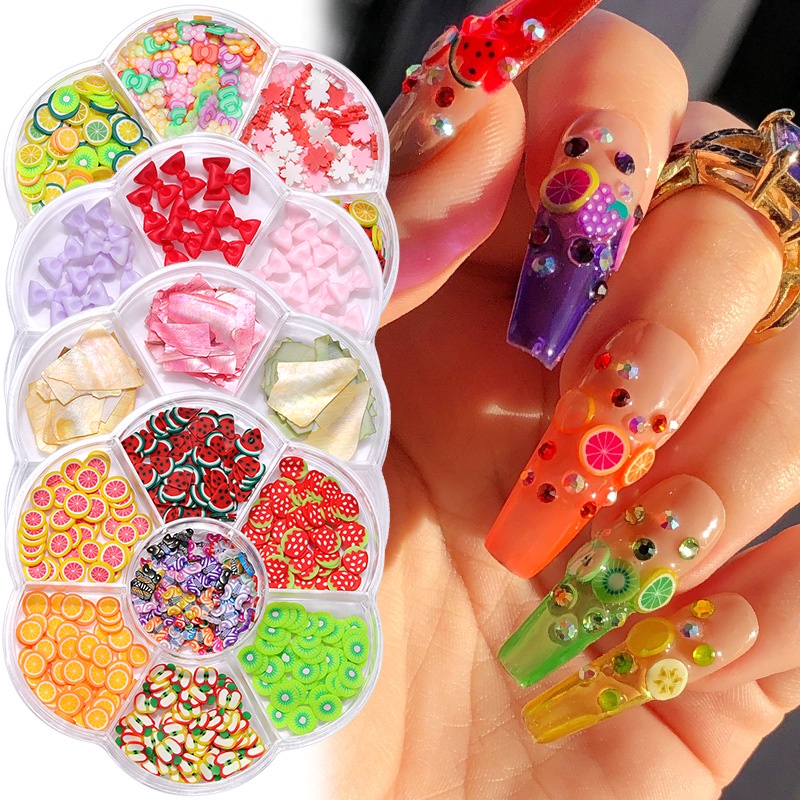 Potongan Buah 3D Ukuran Campur Untuk Dekorasi Nail Art