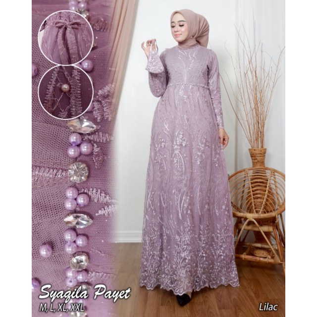 Gamis Syaqila Payet / Dress Syaqila Payet By SK / Dress Kebaya Cantik / Gamis kebaya Modern / Dress Kebaya Mewah / Dress Cantik