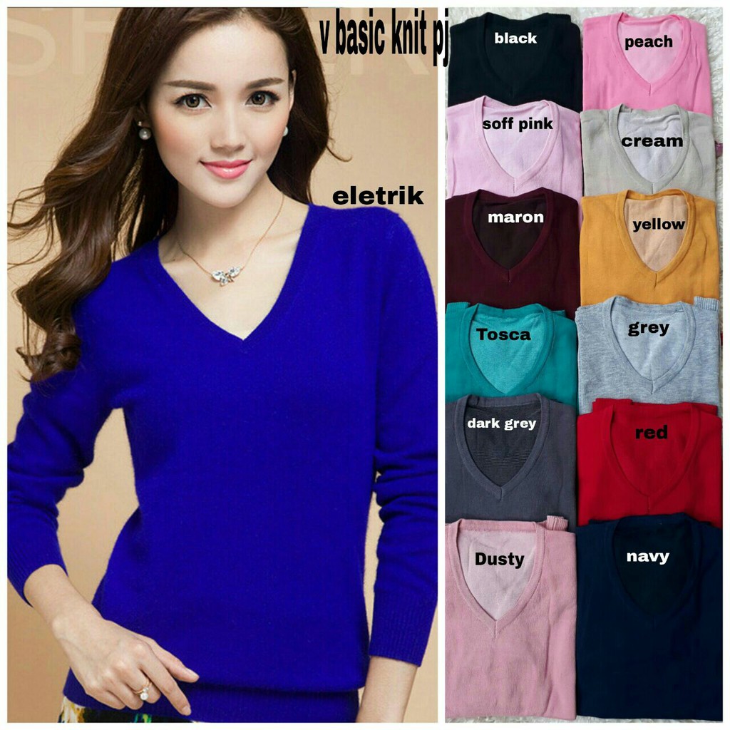 V BASIC KNIT PJ / KAOS RAJUT TERMURAH