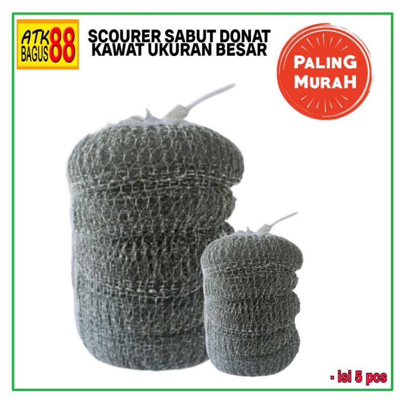 SERABUT KAWAT DONAT BESAR dengan harga /1bag SCOURER/KAWAT CUCI PIRING UKURAN BESAR