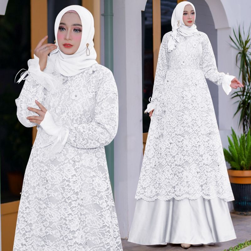 BAJU GAMIS DRESS PESTA NIKAH KONDANGAN SERAGAMAN BRIDESMAID UMROH NAIK HAJI WANITA MUSLIM FULL BRUKA