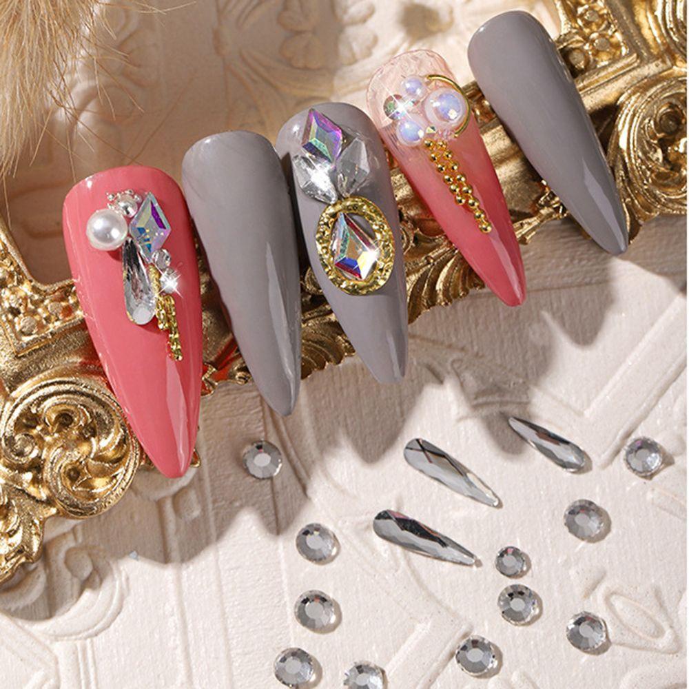 Mxbeauty Nail Art Rhinestones Warna-Warni 1kotak AB DIY Manik-Manik Permata Bentuk Campur Kristal