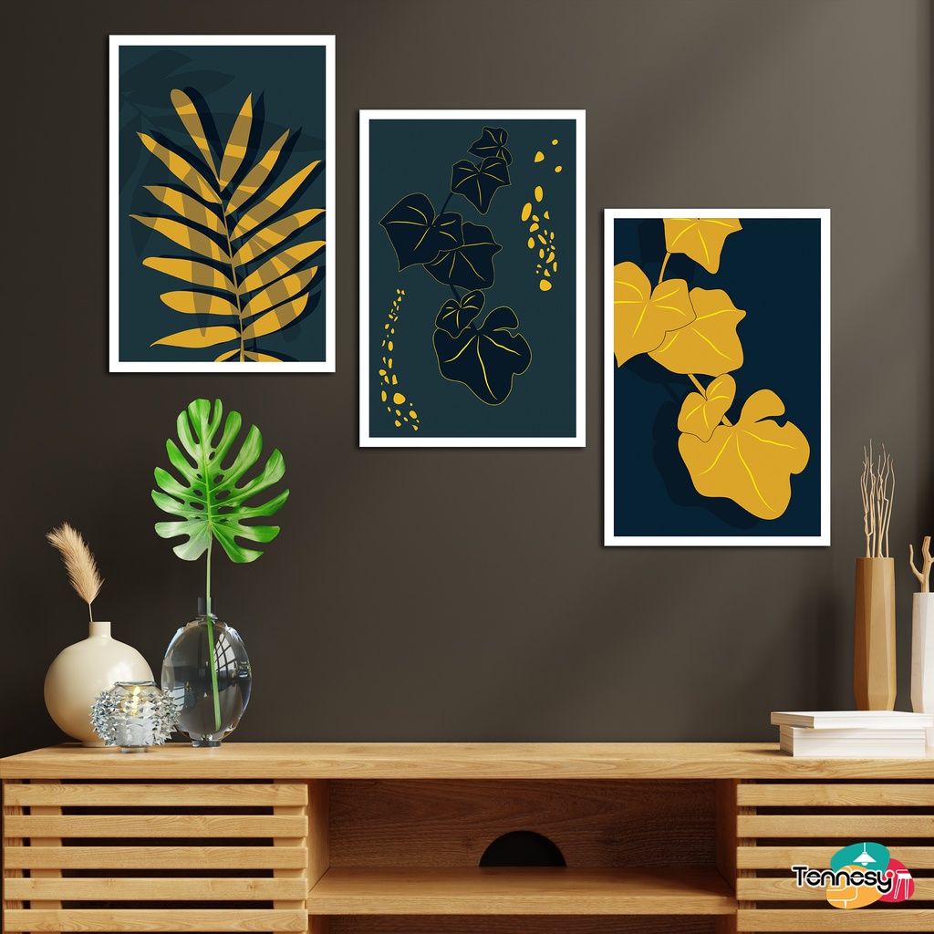 TENNESY HIASAN DINDING ABSTRAK GOLD MONSTERA TANAMAN MONSTERA WALL DECOR 20x30CM PAJANGAN KAYU POSTER DEKORASI DINDING KAMAR TIDUR RUMAH