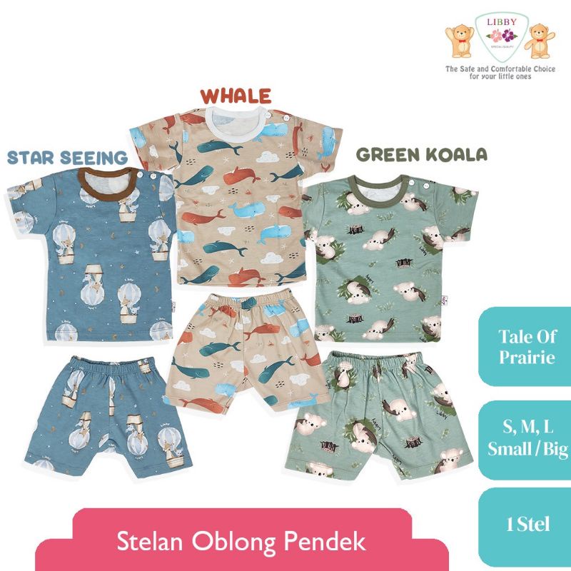 (3stel/pack) Libby Baju SETELAN PENDEK MOTIF Bayi / Baju Anak PENDEK - PENDEK