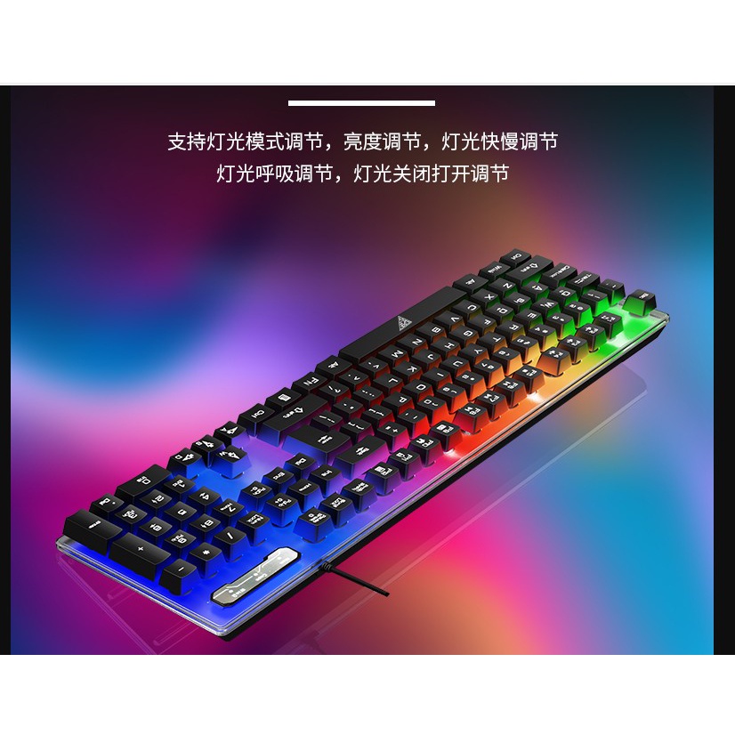 HXB Combo Gaming Keyboard RGB LED with Mouse - V4 - Black