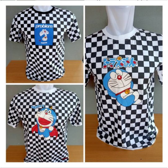 Kaos catur motif doraemon keren