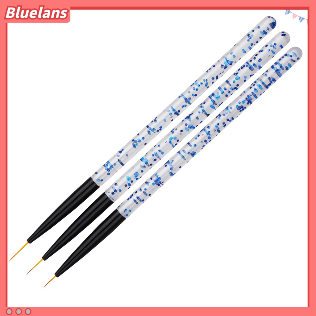 Bluelans 3Pcs / Set Kuas Lukis Kutek Gel UV Akrilik Untuk Nail Art / Salon