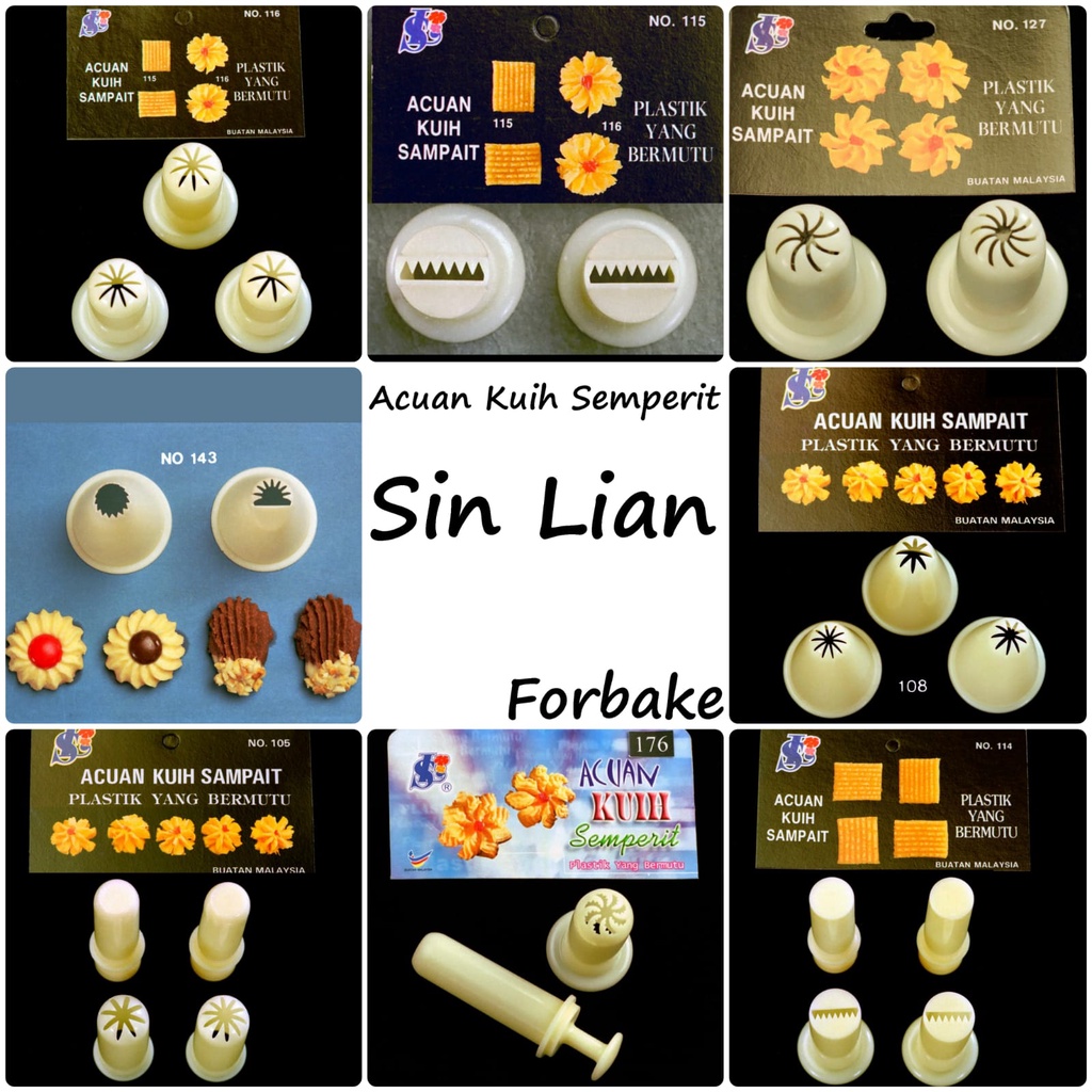 Acuan Sin Lian Kuih Semperit Sampait Kue Semprit Cetakan Biskuit SinLian 105 108 110 114 115 116 127 128 139 143 144 152 168 169 175 176