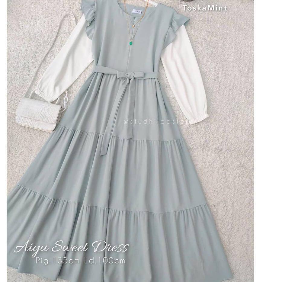 BBU.637069– [NEW DRESS] Aiyu Sweet / Gamis Polos Remaja - Dewasa / Korean Style Busui FREE BELT