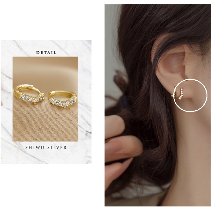 Anting Hoop Kristal Zircon Gaya Korea Untuk Wanita