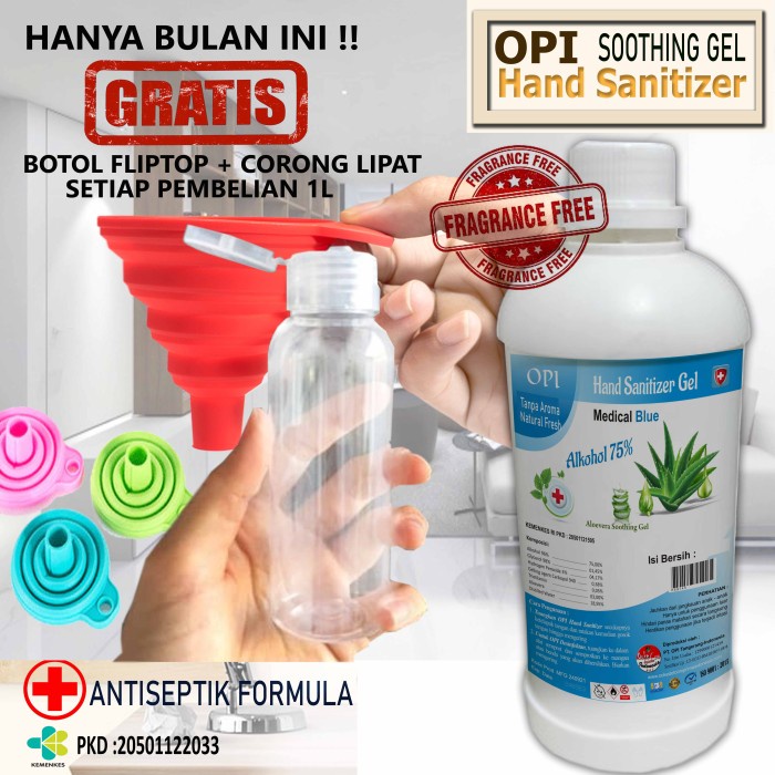 Hand Sanitizer Gel 1 Liter natural dll bonus Botol dan Corong cantik Promo berlaku hanya bulan ini saja, ayo buruan sebelum habis periode promo sudah ada izin edar resmi by Oke sabun suplayer