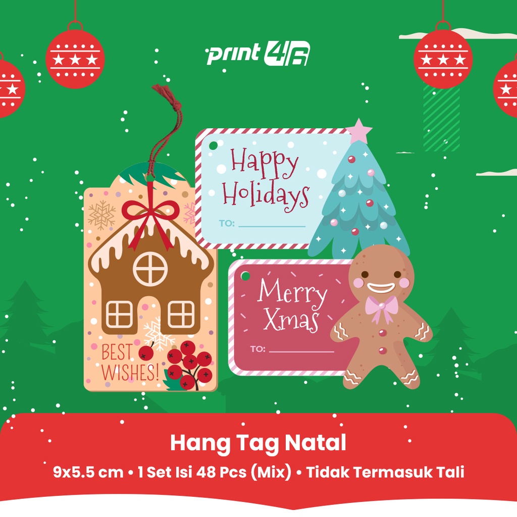 

Hang Tag Tema Natal Merry Christmas Kartu Ucapan Santa Hampers Card