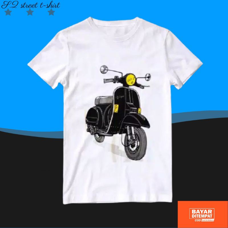 KAOS PRIA DISTRO VESPA PUTIH / KAOS POLOS