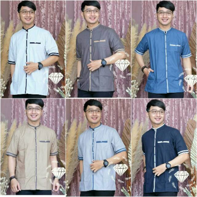 Baju Koko Pria Lengan Pendek Katun Baju Muslim Baju Takwa Farhat Baju Sholat Hem Koko Lengan Pendek