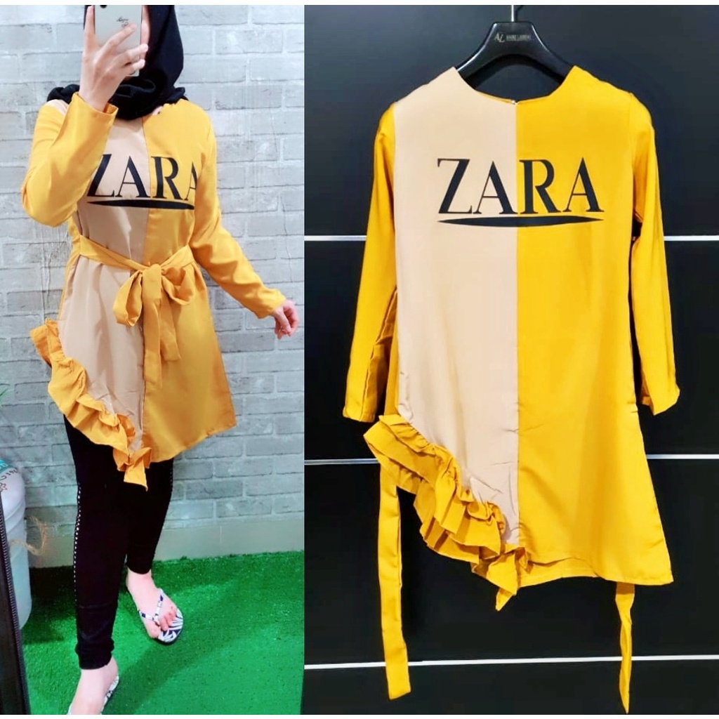 +[HNFK] Tunik Korea Wanita Printing Lengan Panjang / Tunik Modern / Tunik Gamis Wanita