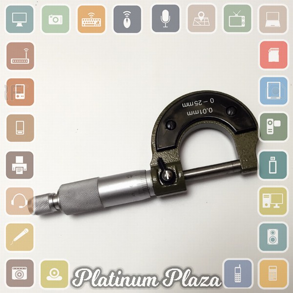 Mitutoyo Micrometer 0-25mm 0.01mm - QST008 - Silver Black`EG7Q0B-