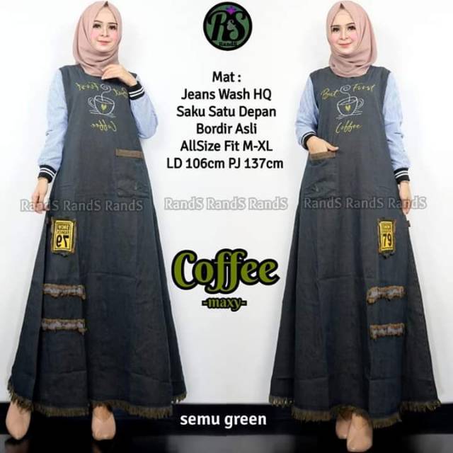 Gamis denim Coffee maxy