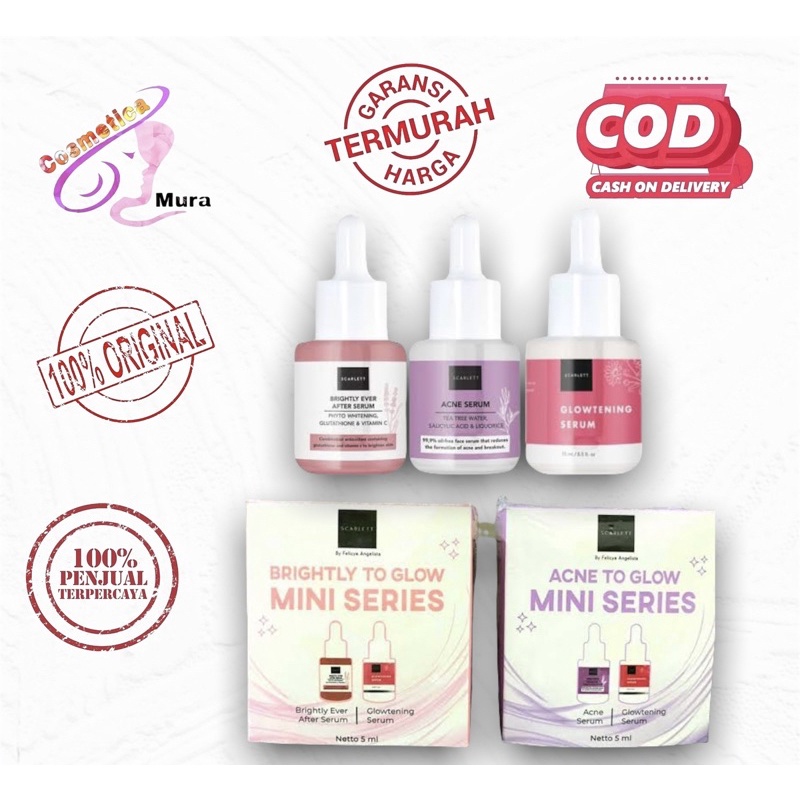 scarlett serum brightly | scarlett acne serum | scarlett glowtening serum | scarlett brighly to glow mini series - scarlett acne to glow mini series - serum wajah scarlett