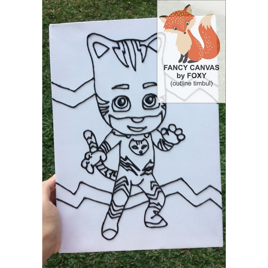 

DISCOUNT KANVAS LUKIS ANAK OUTLINE TIMBUL GAMBAR - PJ MASK CAT BOY PERALATAN MELUKIS ANAK