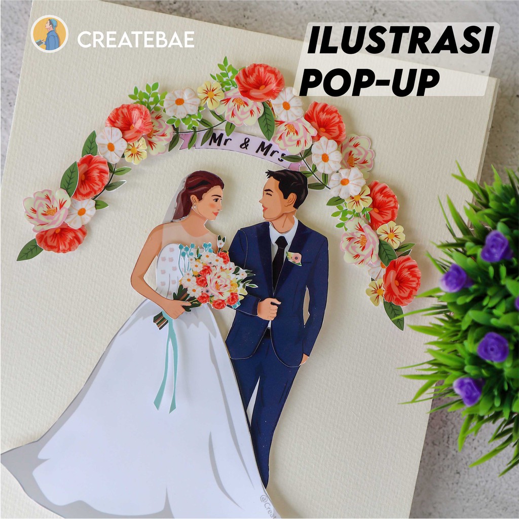 Jual 20x25cm Ilustrasi Karikatur Pop Up Di Bingkai 3D include Digital 