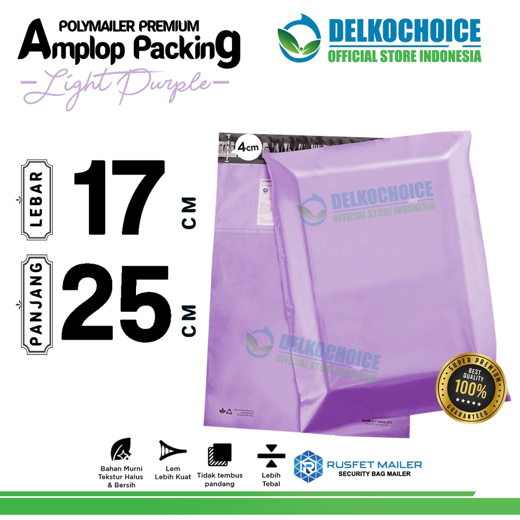

Polymailer LIGHT PURPLE Polos 17x25cm Amplop Plastik Packing Olshop UNGU PREMIUM / SATUAN