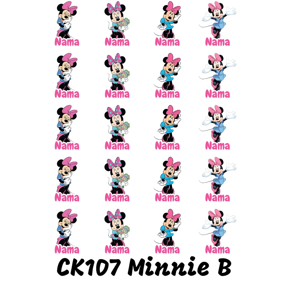

Sticker Nama Cutting Label Waterproof Tahan Air Minnie B (CK107)