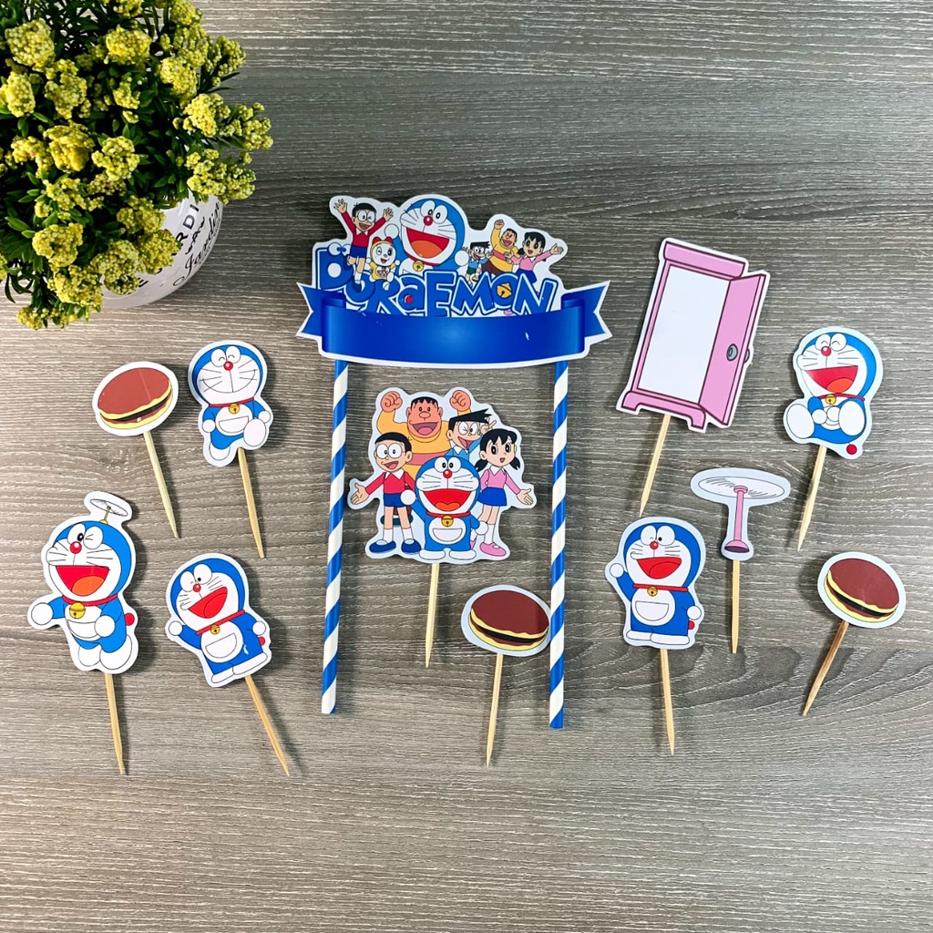 Topper Cake Doraemon Ulang Tahun Hiasan Kue Ulang tahun Birthday cake Dekorasi Termurah