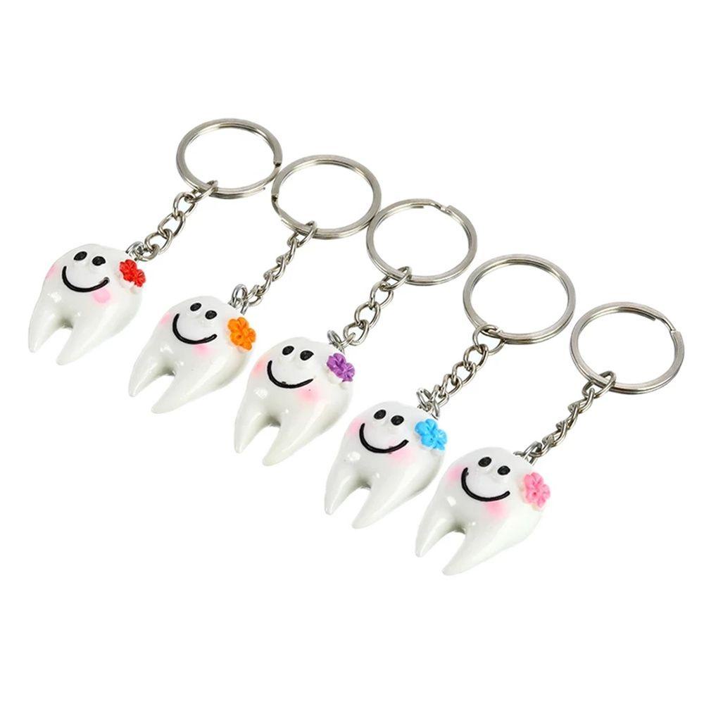 QUINTON Dental Key chain 5Pcs Aksesoris Gigi Dental Dekorasi Simulasi Resin Gigi Yang Indah Kunci Rings