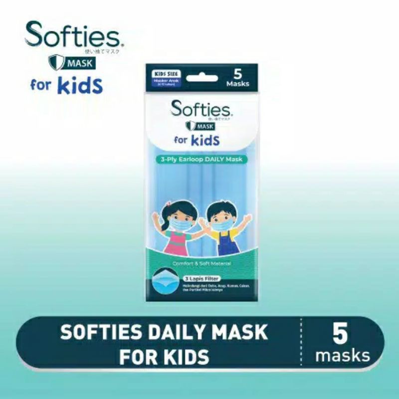 masker medis 3ply earloop softies kids
