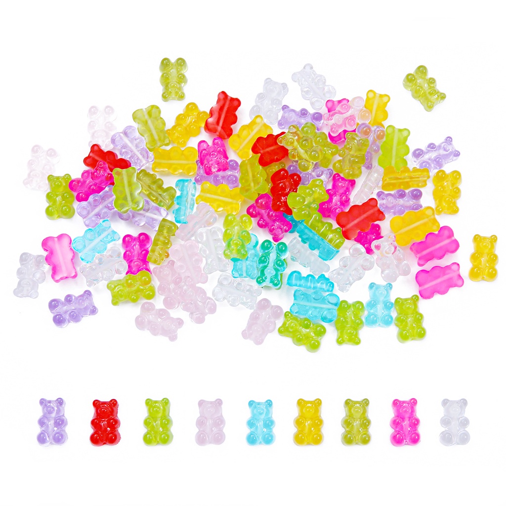 10pcs 17x11mm Candy Color Gummy Mini Bear Charms for Making Cute Earrings Pendants Necklaces DIY Creative Jewelry Finding