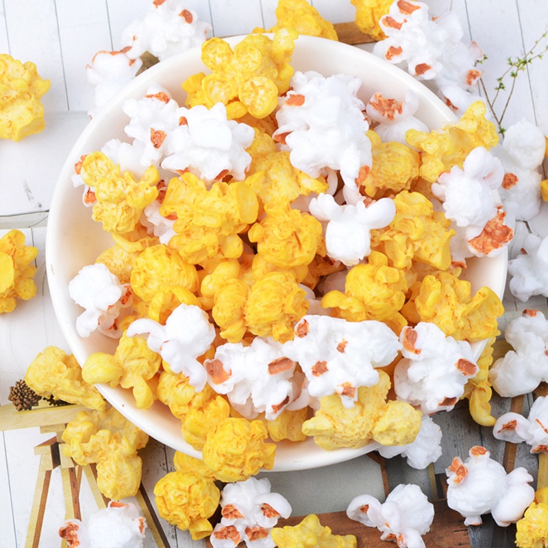 Mary 60-Piece Popcorn Plastik Miniatur Resin Dekorasi Popcorn Buatan Warna Campur Untuk Dekorasi Gantungan Kunci Rumah Boneka Diyatio