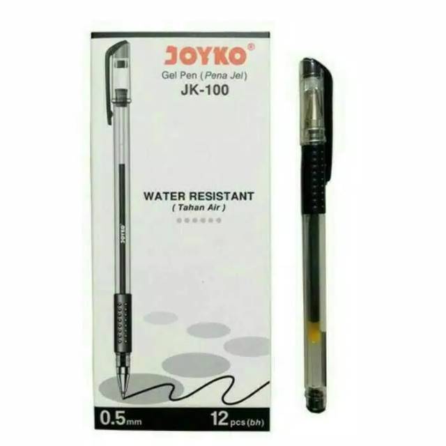 

Joyko Gel Pen Water Resistant Black 0.5mm JK - 100 per Pack (isi 12pcs)