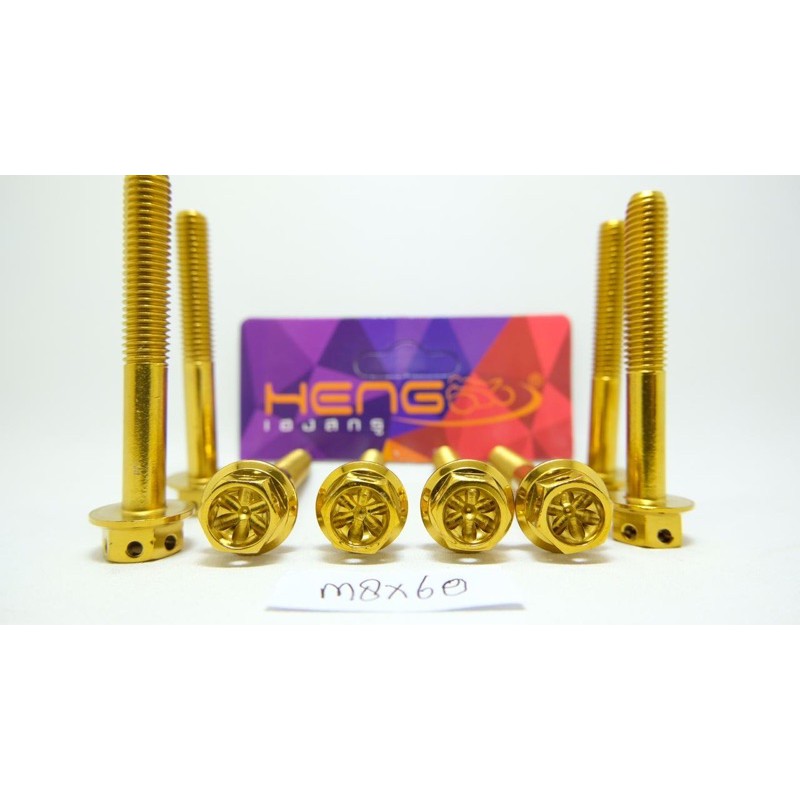 baut probolt flower gold 2tone HENG m8x60 8x60 drat 12 panjang 6cm