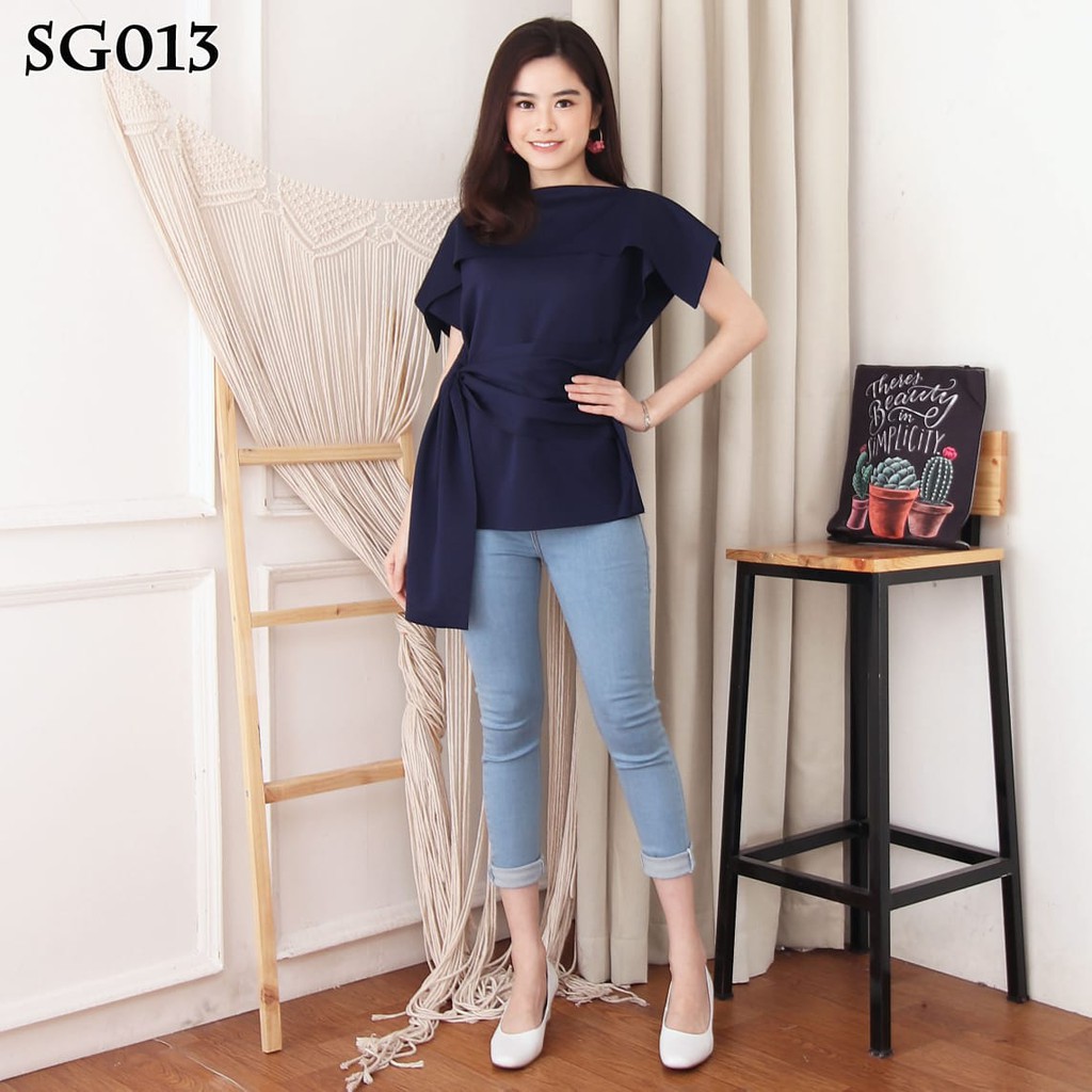  Baju  wanita  blouse  atasan wanita  Scuba merah maroon kuning 