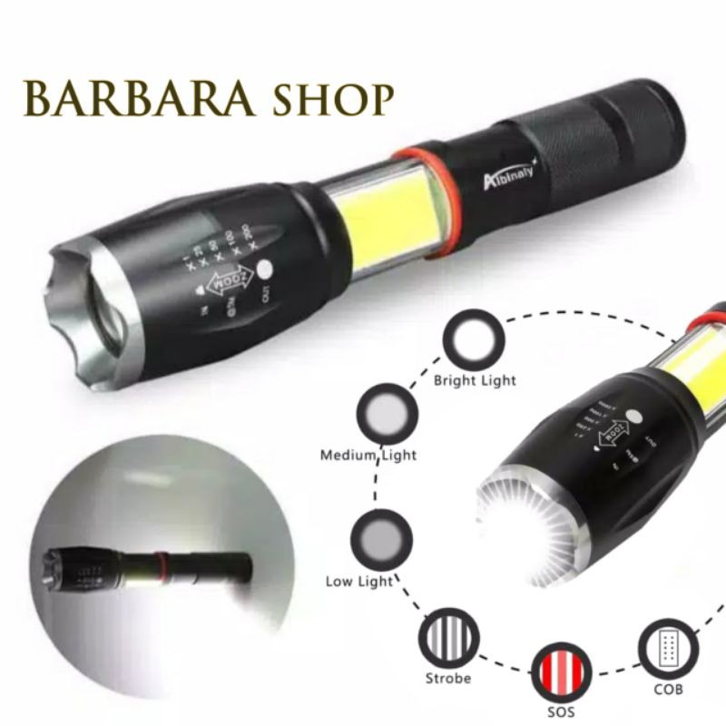 TAFFWARE Paket Senter Led Super Terang Jarak Jauh Lampu COB 8000 Lumens Cree E17 xml T6 Outdoor COD