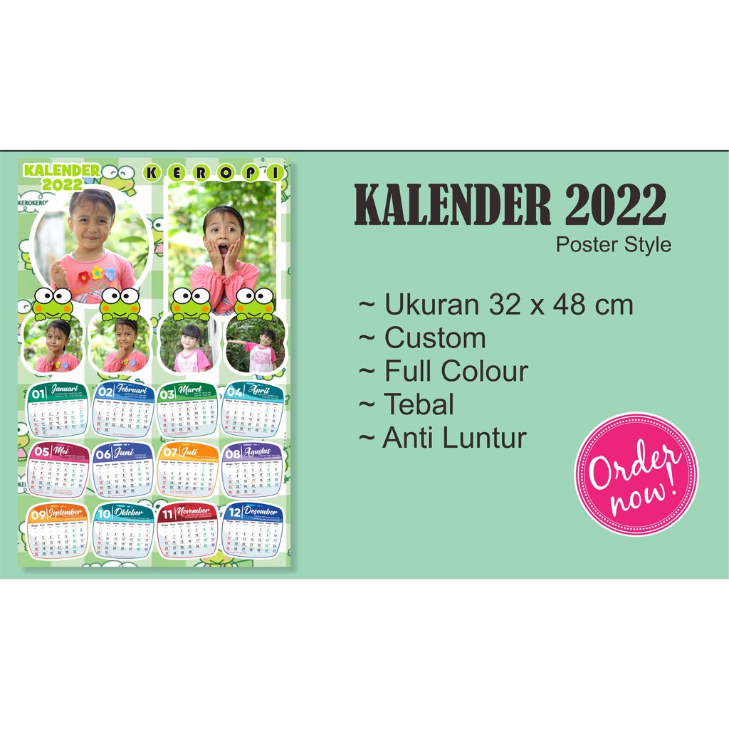 

Cetak Kalender 2022 / Kalender 2022 Dinding Custom / Kalender 2022 Poster KEROPPI
