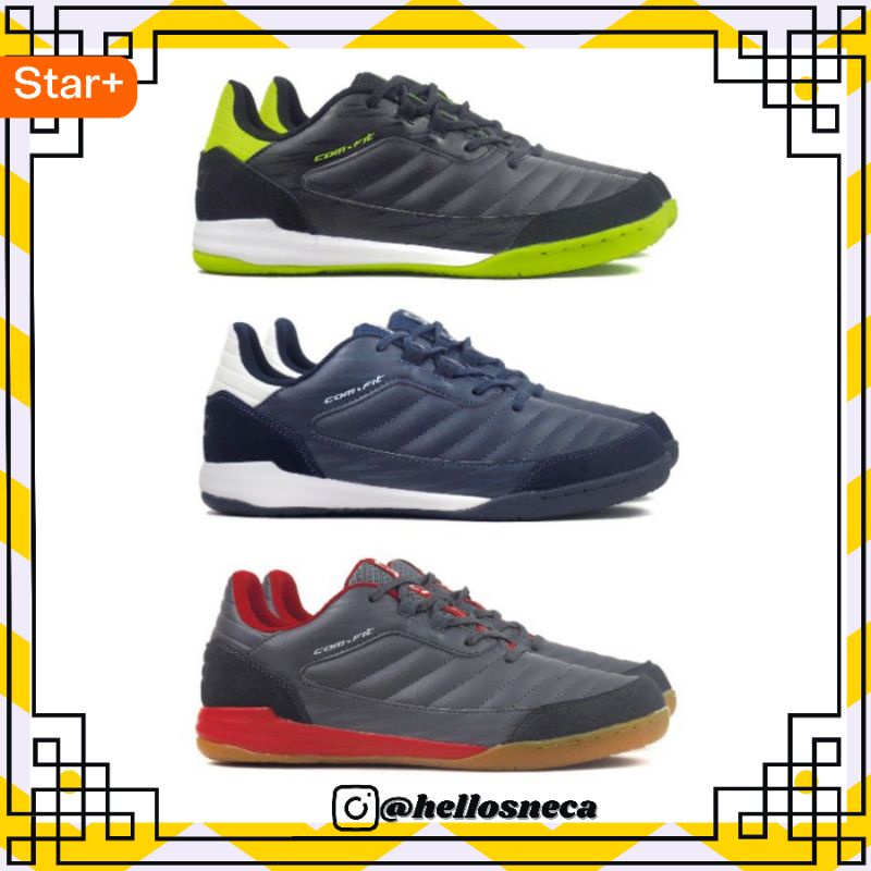 Sepatu Futsal Calci Bomsala Inflict IN Black Navy Grey Original