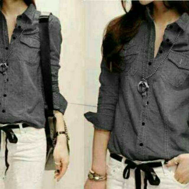 Kemeja wanita / Atasan Kemeja Wanita Kekinian / Lollie / Kemeja Wanita Polos Lengan Panjang-1