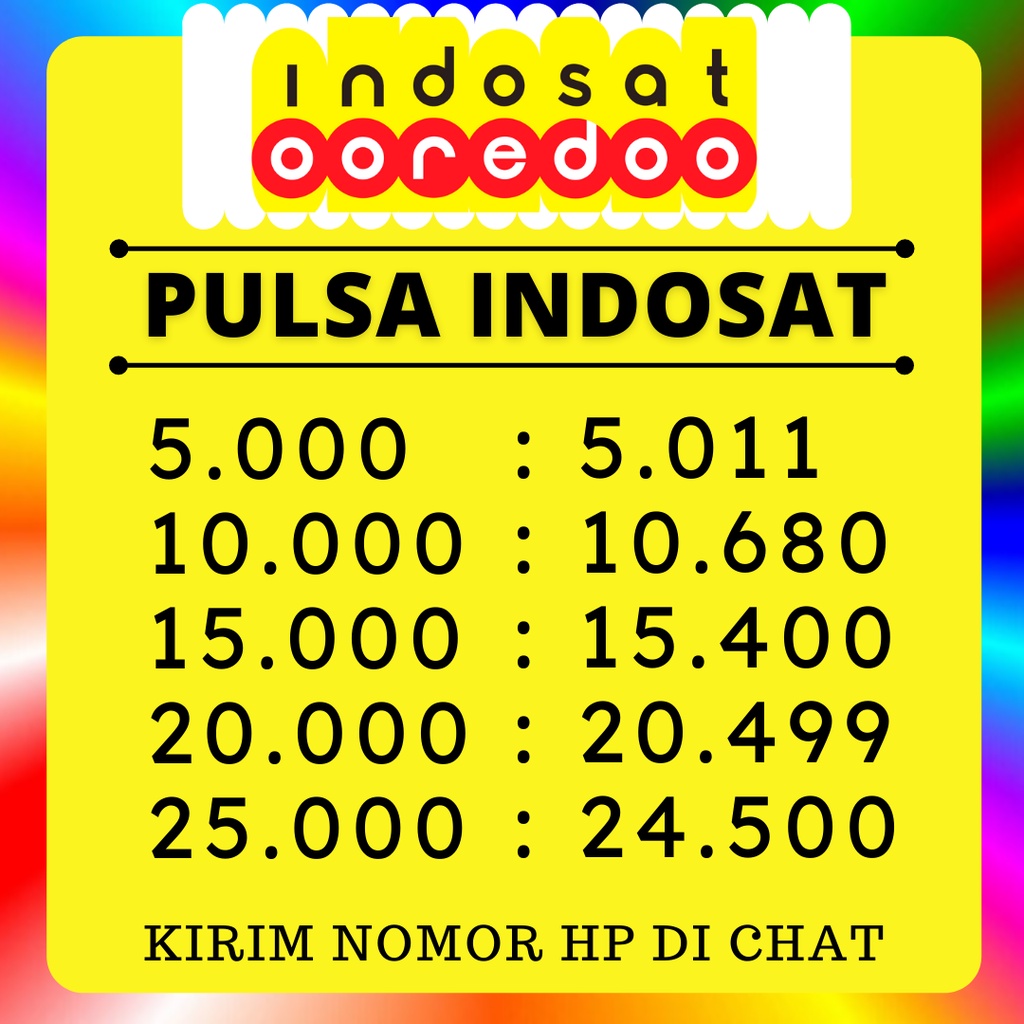 Proses Cepat PULSA INDOSAT 5000 5K 10K 12K 15K 20K 25K im3 M3 Mentari Harga Murah