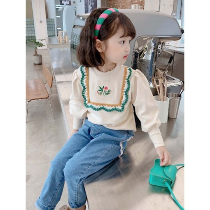 Setelan blouse celana panjang anak perempuan import