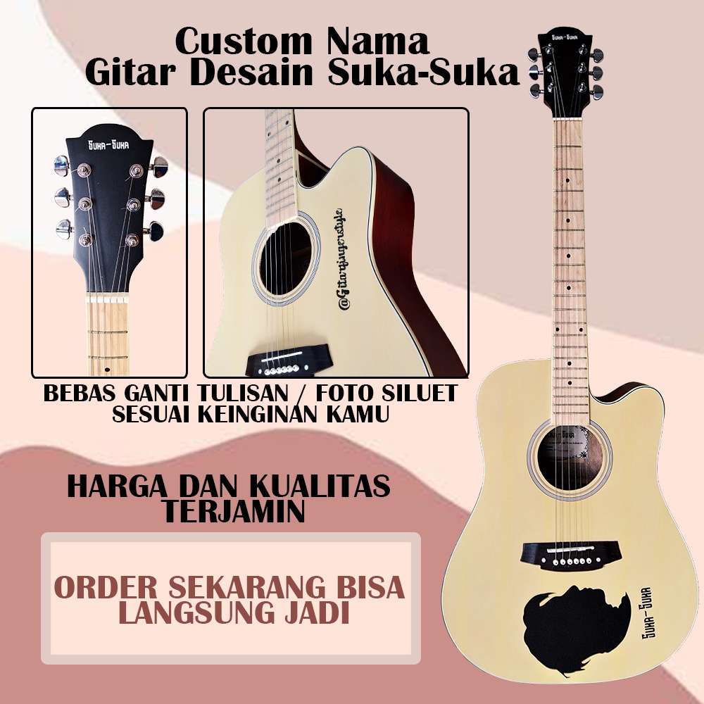 Custom Nama / Foto Siluet Pada Gitar Suka-Suka