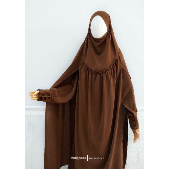 SYAMRA SET LONG FRENCH KHIMAR CARAMEL MARZAN ANTI UV BY SULTAN