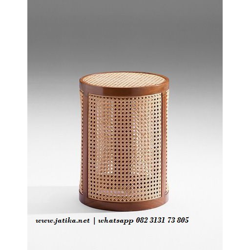 Stool Rattan Natural Kayu Jati Stool Bar Meja Stool Rotan Kayu Jati Sarjana Mebel