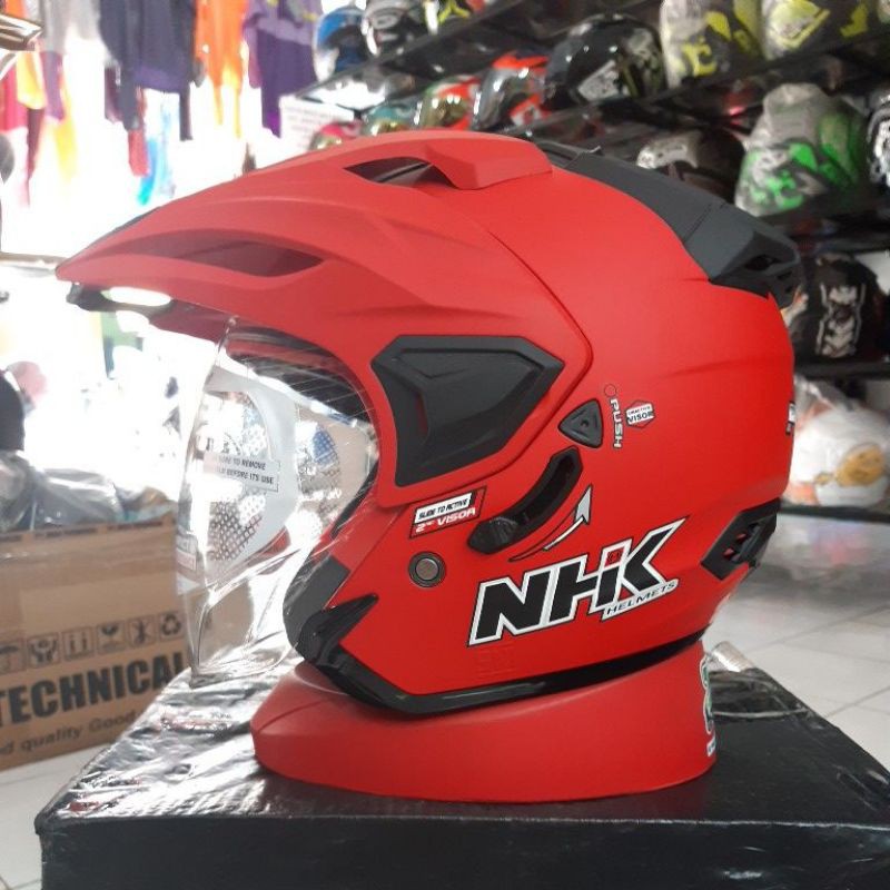 NHK PREDATOR SOLID RED DOFF DOUBLE VISOR