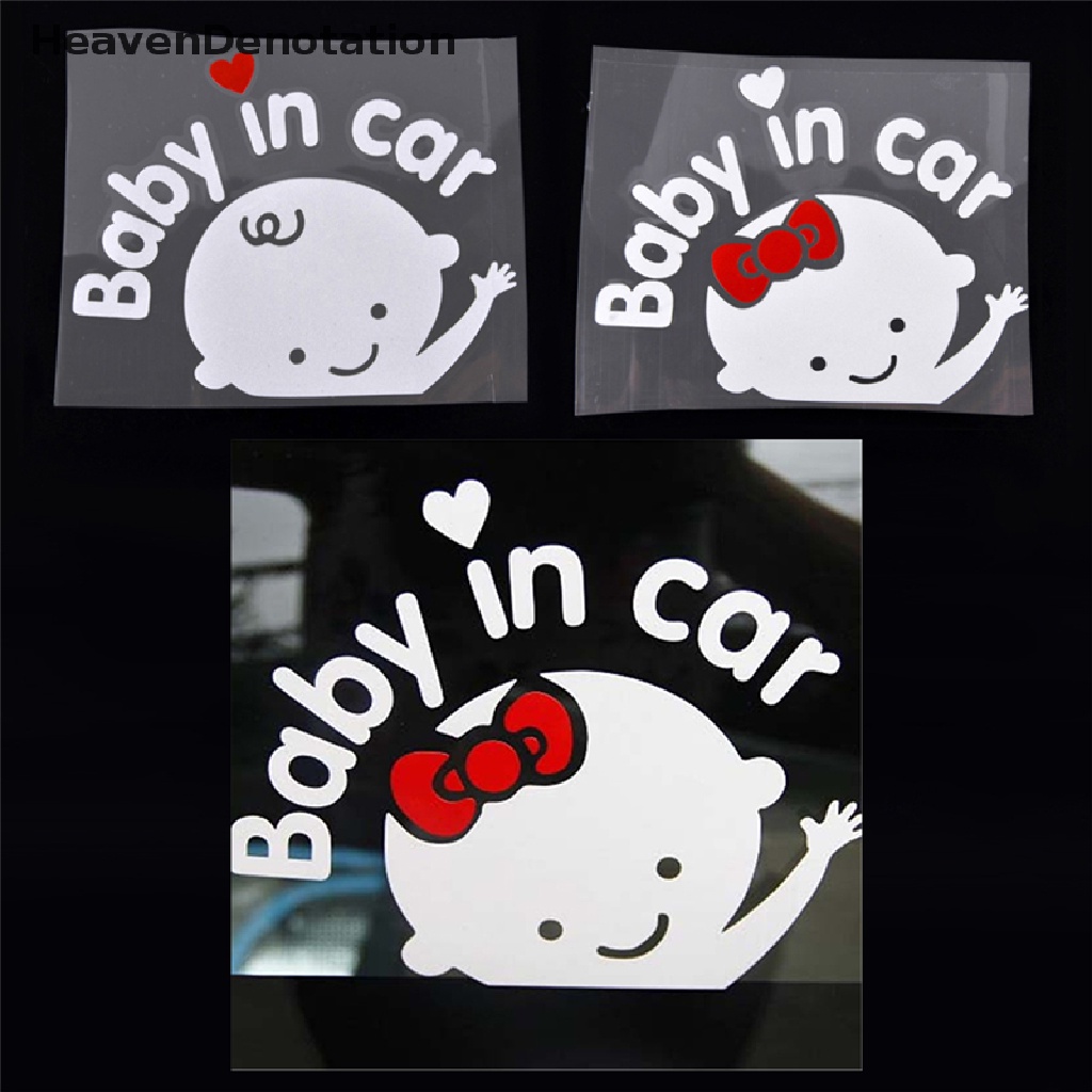 (Heavendenotation) Stiker Reflektif Motif Kartun Bayi Dalam Mobil