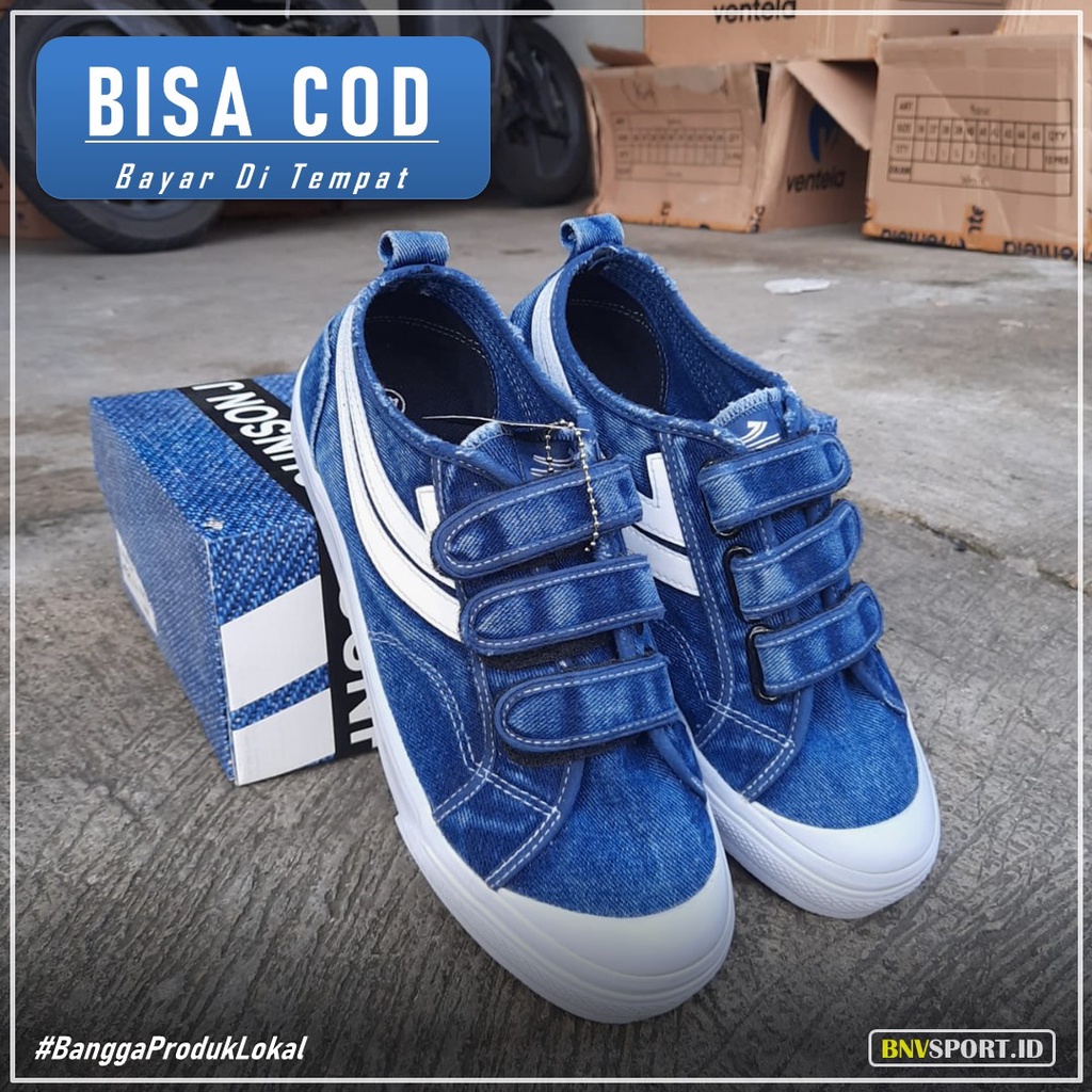Sepatu Casual Johnson Galaxy Denim Low Velcro Original Sneakers Pria Wanita