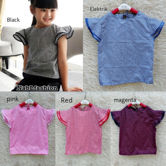 Atasan ruffle blouse anak perempuan bahan katun untuk anak usia 2-5 tahun nablfashion