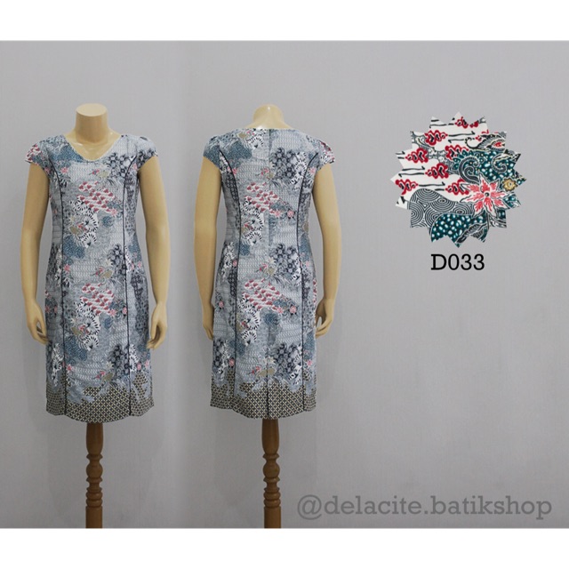 Batik Dress Atasan Wanita (Silver & Rose Merah Jambu)