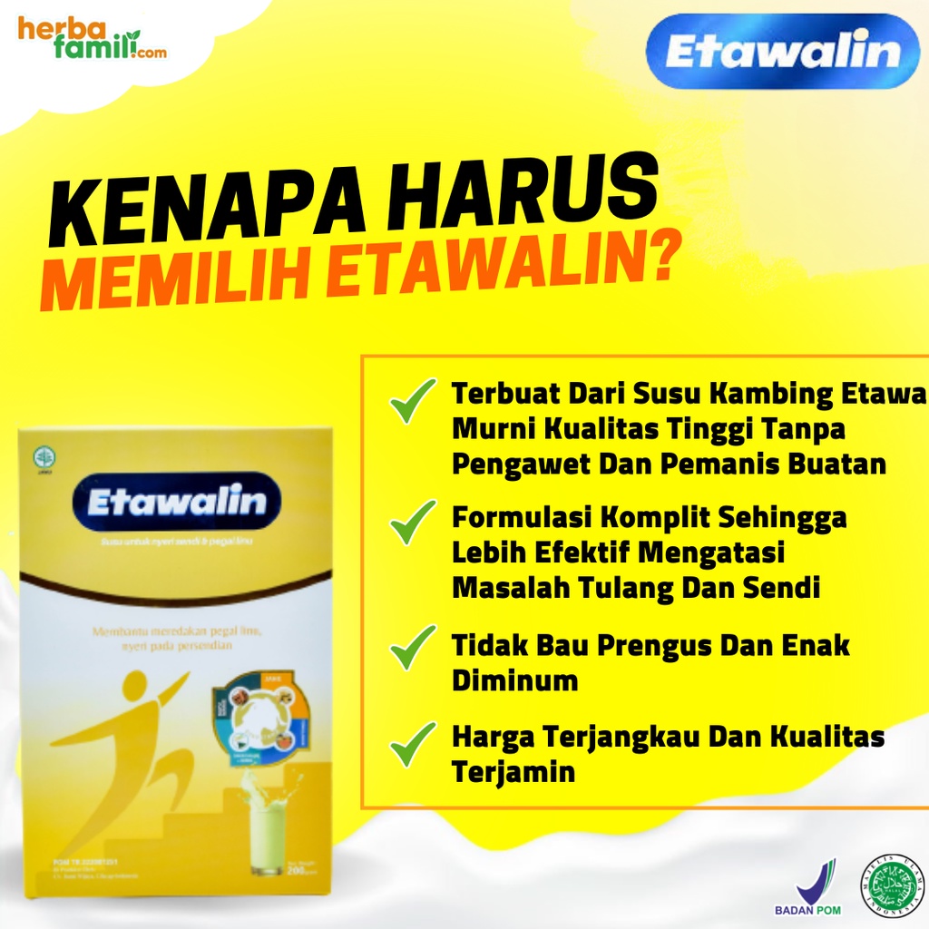 Etawalin Susu Herbal Kambing Etawa Atasi Nyeri Sendi Otot Asam Urat Tingkatkan Kepadatan Tulang