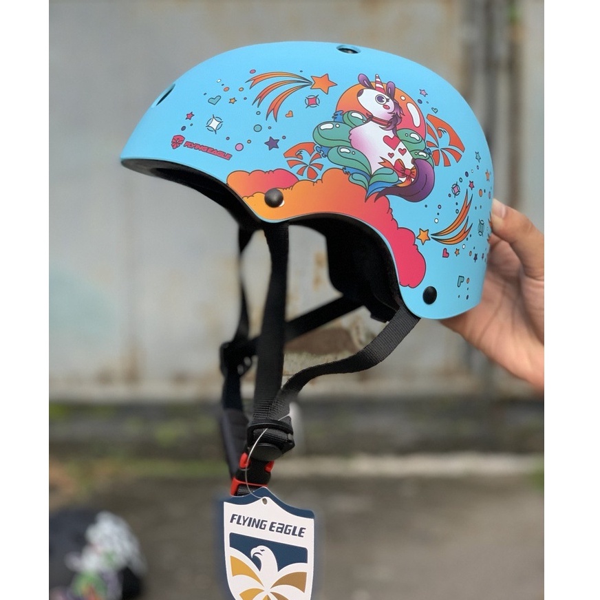 Helm Sepatu Roda Inline Skate Flying Eagle RIDER Helmets for kids BLUE